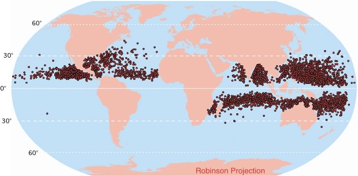 Location of Hurricanes 1950-2000